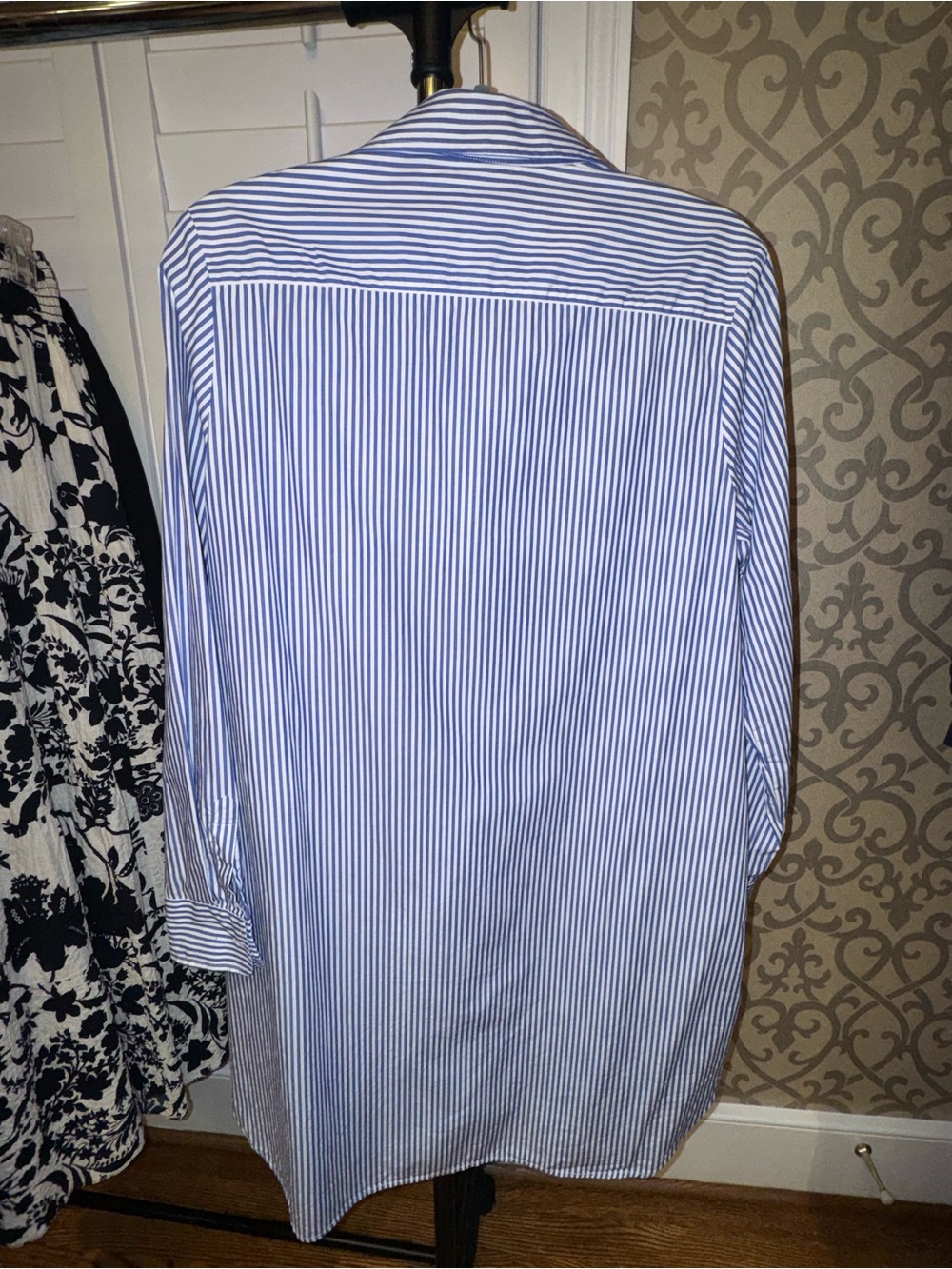 Blue and White Striped Shirt Dress